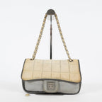 Chanel Chocolate Bar Quilted Turn Lock Shoulder Bag Beige Leather 07E317370012