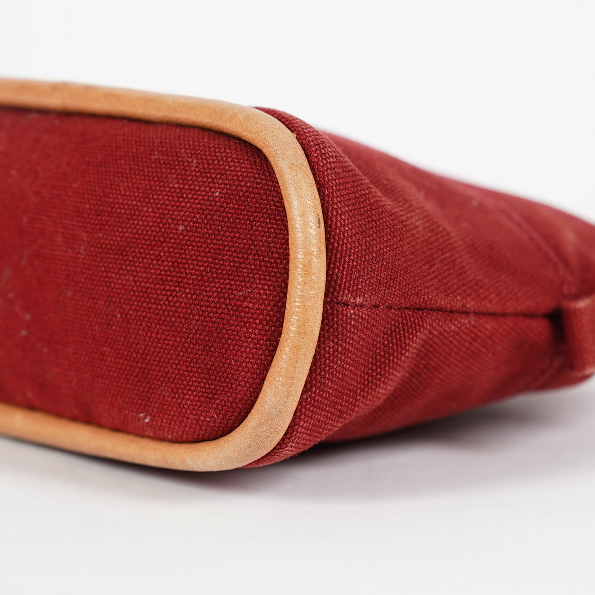 Hermes Bolide Pouch 18 Mini Brick Red Cotton Canvas Vintage Used 07E22715009