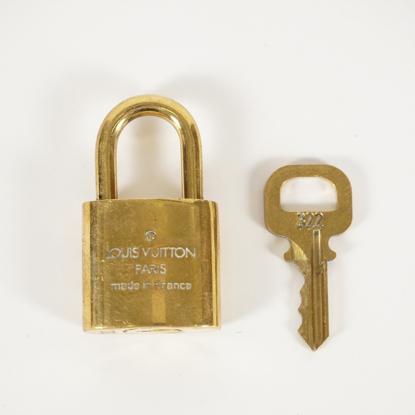 LOUIS VUITTON PadLock Lock & Key Brass Gold Authentic Number random JP Used