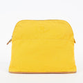 HERMES Bolide Pouch GM Yellow Canvas Leather Trim Zip Used Vintage 07A16495031
