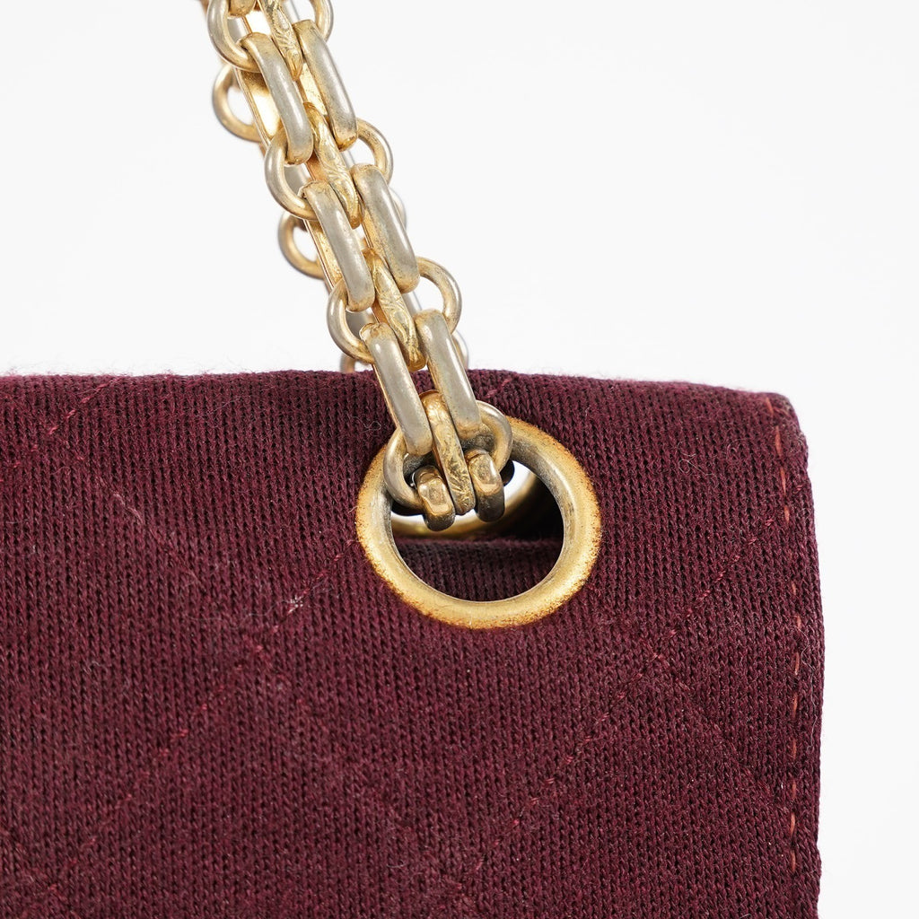 CHANEL Matelasse Double Flap 25 Shoulder Bag Suede Burgundy Used 07E1519360027
