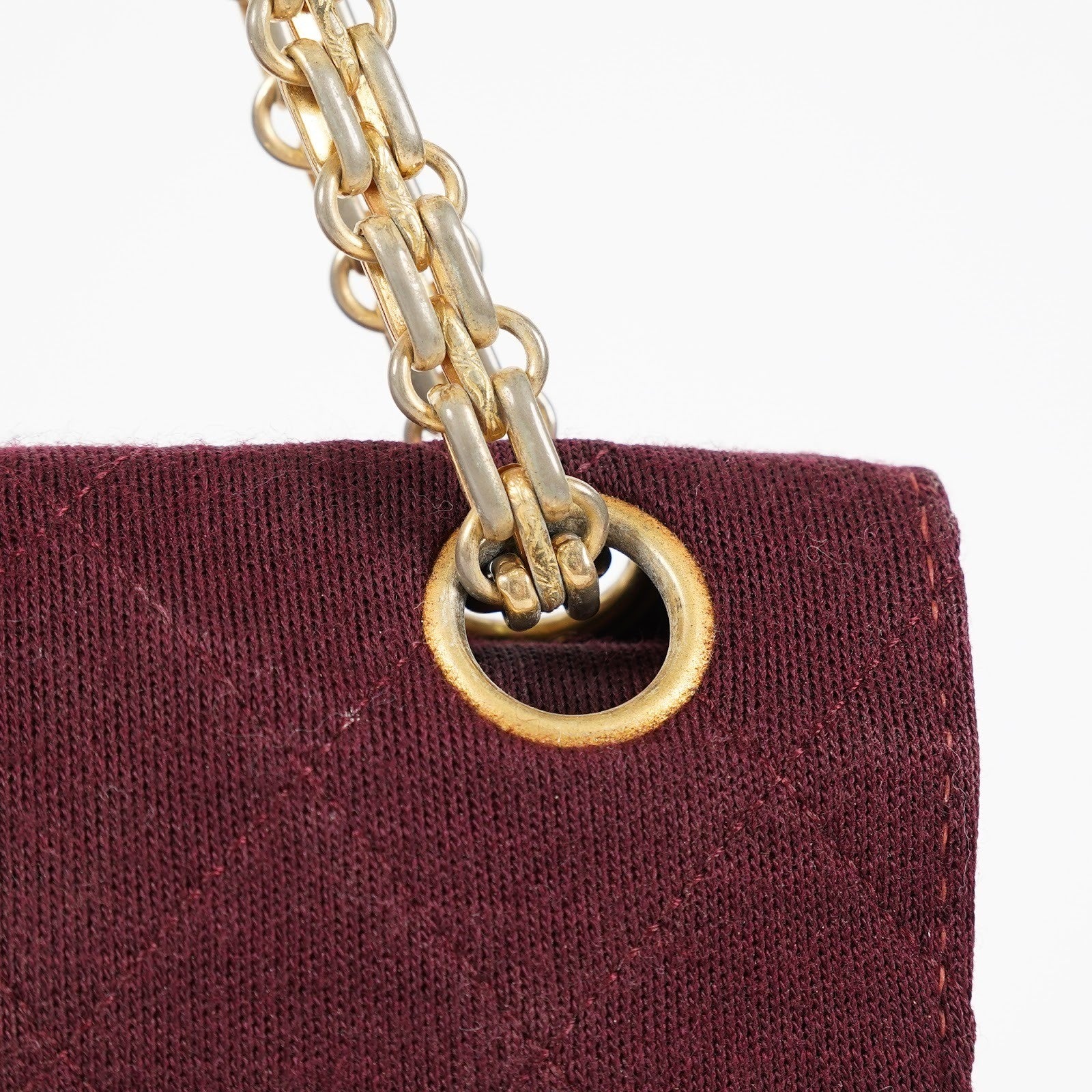 CHANEL Matelasse Double Flap 25 Shoulder Bag Suede Burgundy Used 07E1519360027
