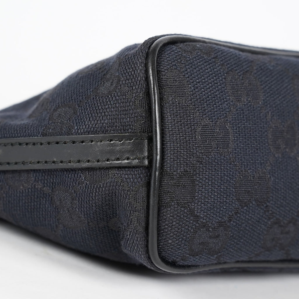 GUCCI GG Canvas Boat Pochette Shoulder Bag 22cm Black Vintage Used 08E172090010