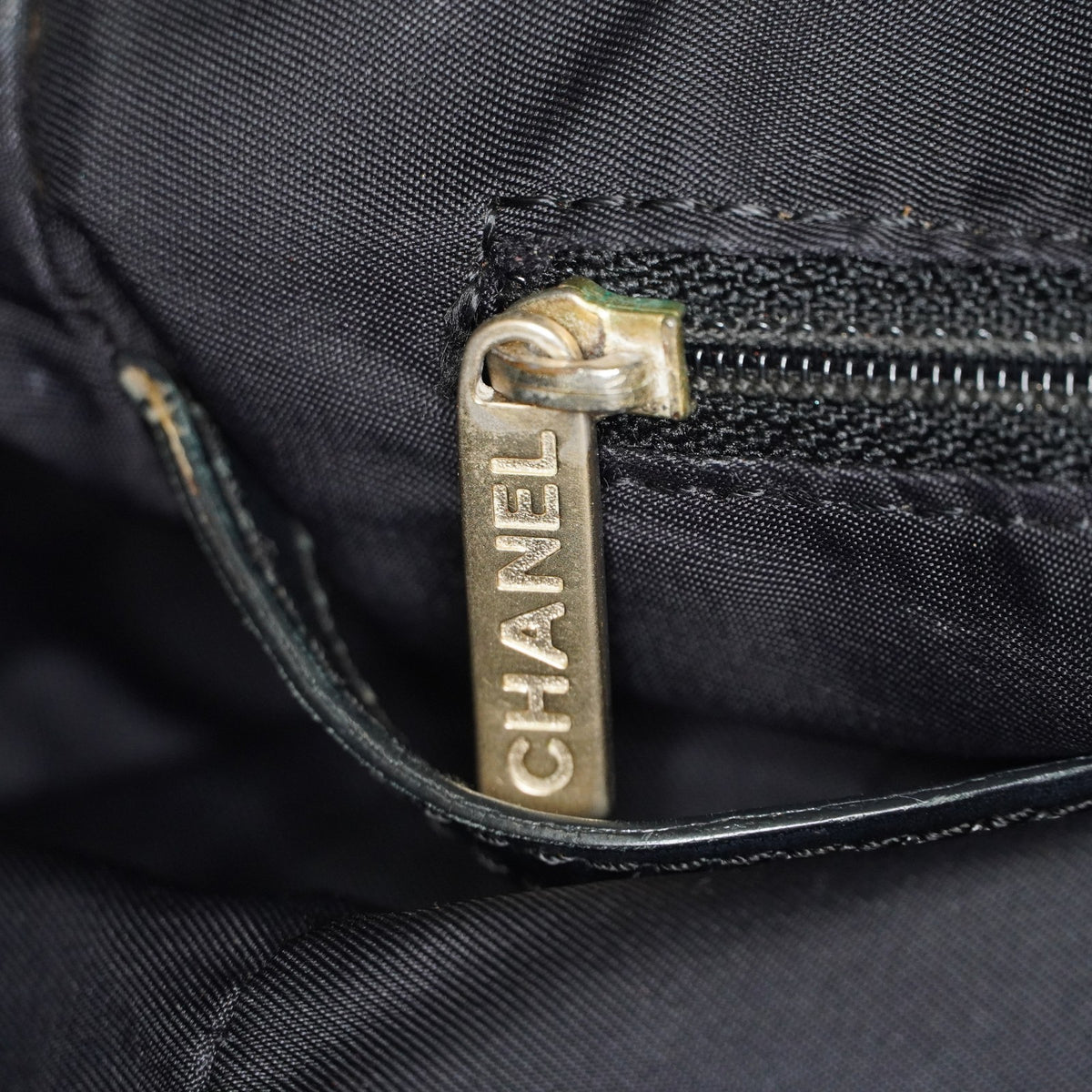 Chanel Travel Line Tote Bag Black Nylon Leather Used Handbag 09M321359608