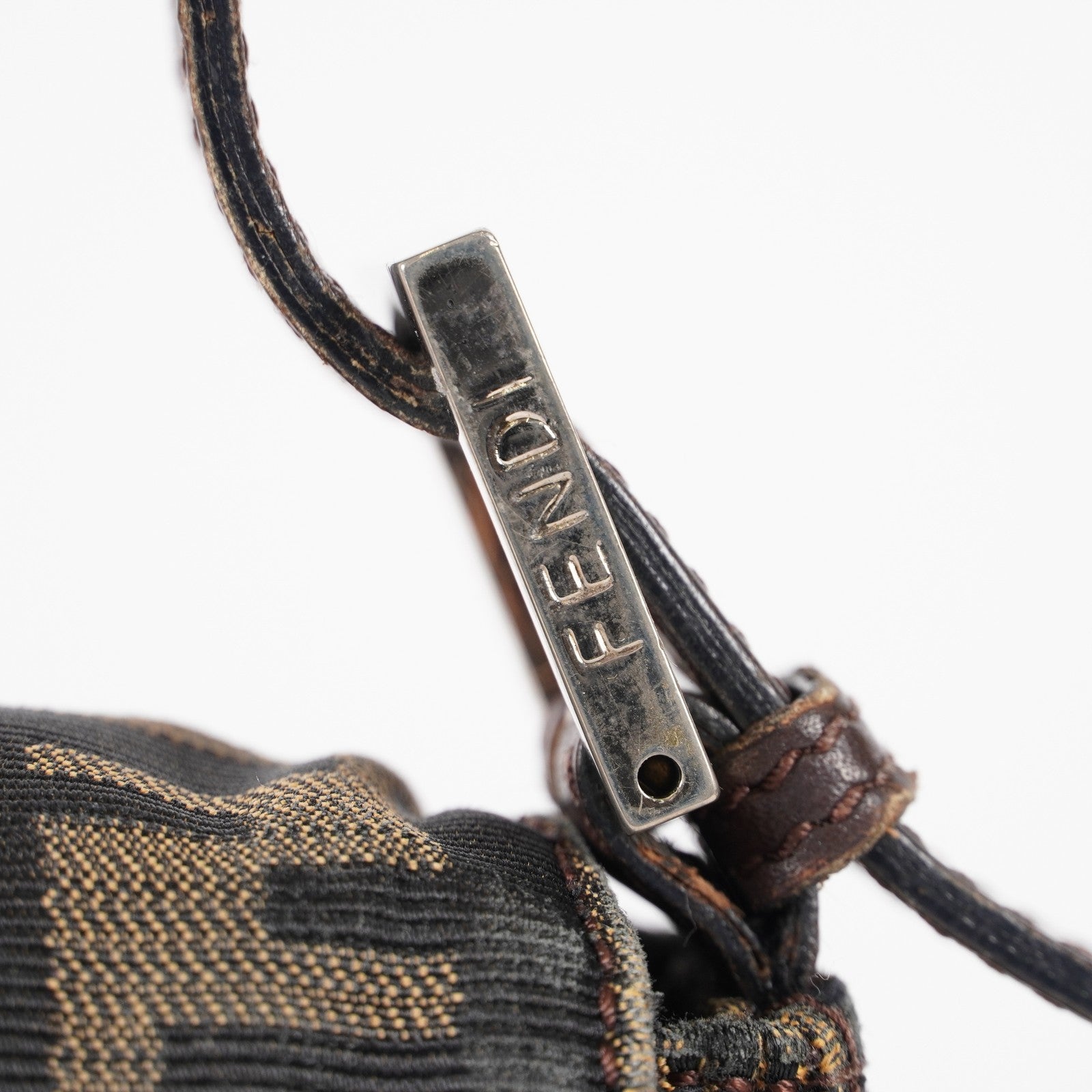 FENDI Zucca Mamma Baguette Shoulder Bag Canvas Leather Brown 02E0214410018