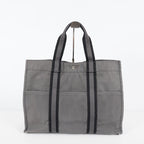 Hermes Fourre-Tout GM Gray Black Canvas Tote Bag Purse Used Vintage 08E11825007