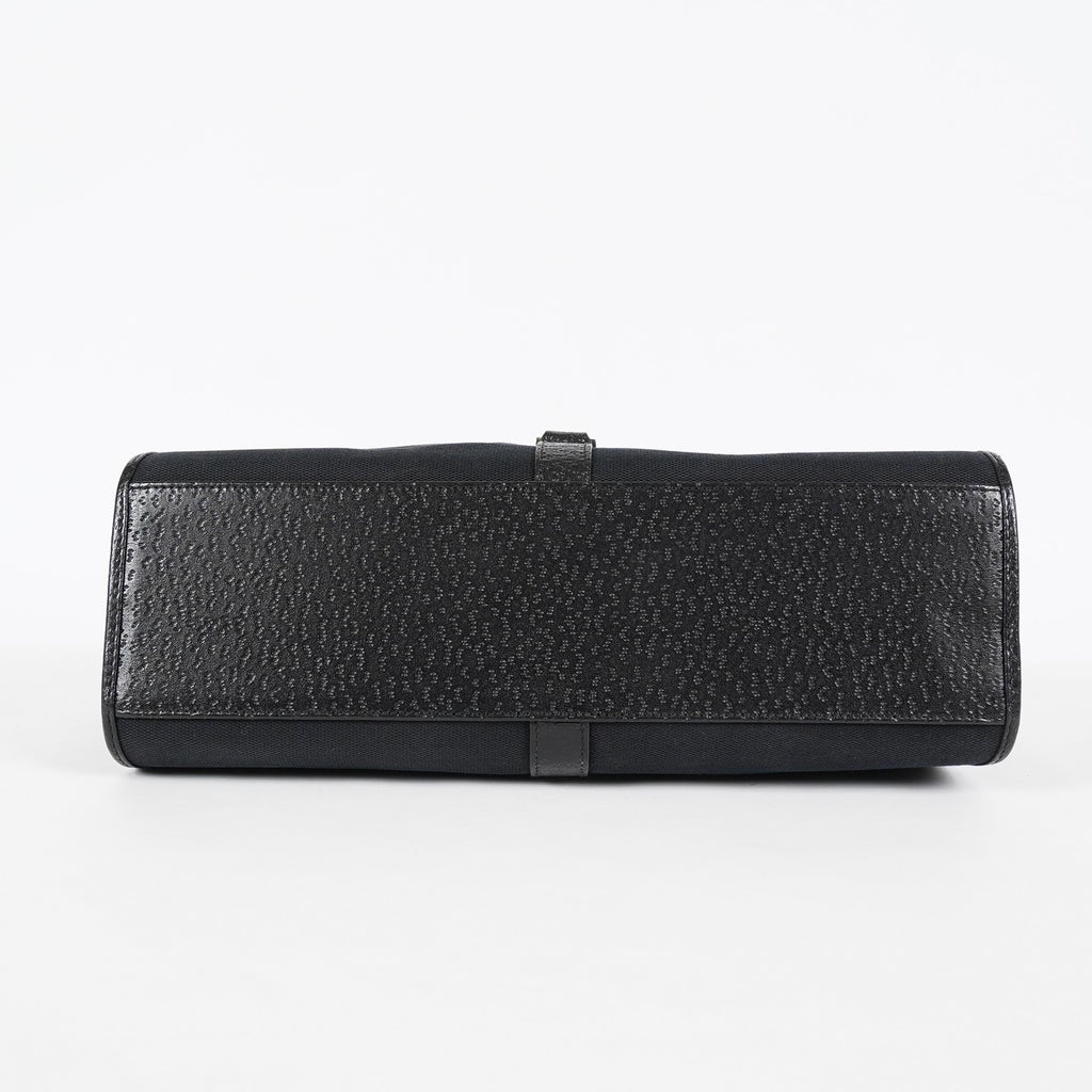 Gucci Jackie Vintage Handbag Shoulder Bag 30cm Black Canvas Leather 07E153190009