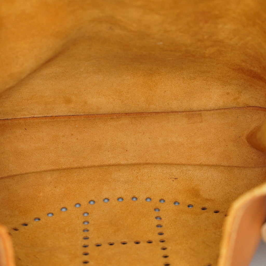 Hermes Evelyne PM Shoulder Crossbody Bag Gold Tan Clemence Leather 07E1311440010