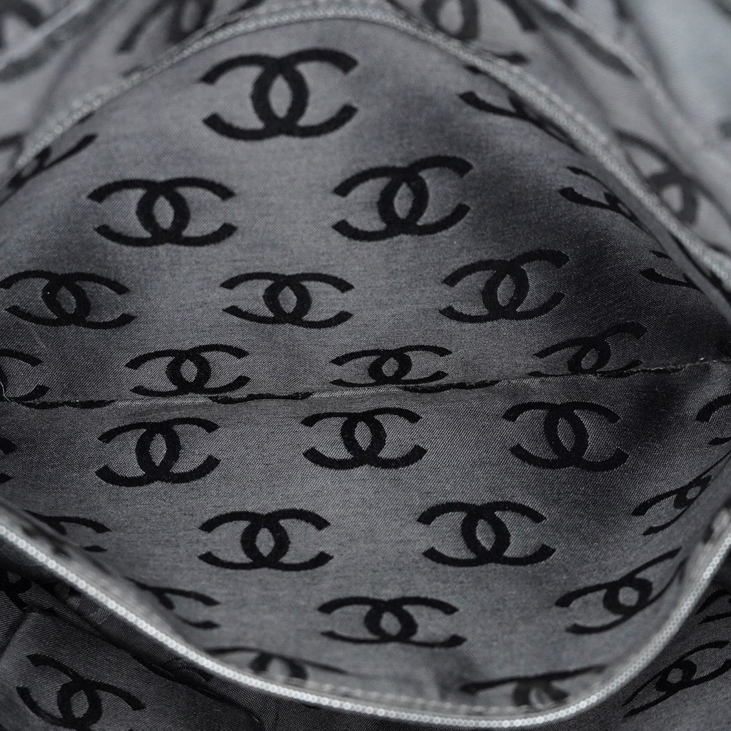 CHANEL CC Logo Tote Bag 40cm Black Leather Silver Hardware Used 07E1711440027