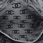 CHANEL CC Logo Tote Bag 40cm Black Leather Silver Hardware Used 07E1711440027