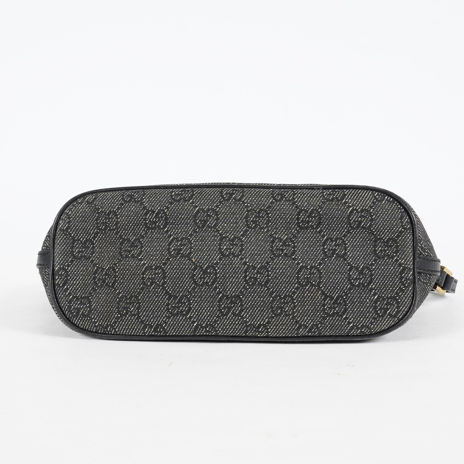 Gucci GG Canvas Boat Pochette Accessory Pouch Bag Gray Black Used 08E012530012