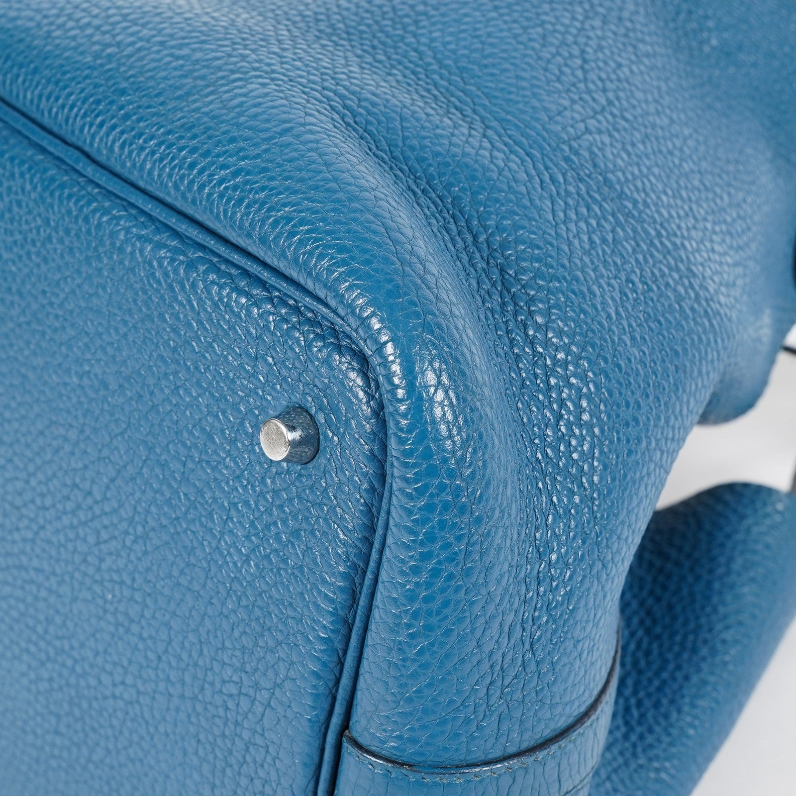 Hermes Picotin Lock MM Taurillon Clemence Leather Bag Blue Used 07E2822660025