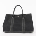 Hermes Garden Party 30 TPM Handbag Tote Leather Canvas Black 05E024290016