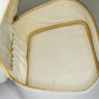 Chanel Caviar Skin White Vanity Case Cosmetic Pouch CC Logo Used 06E105830030
