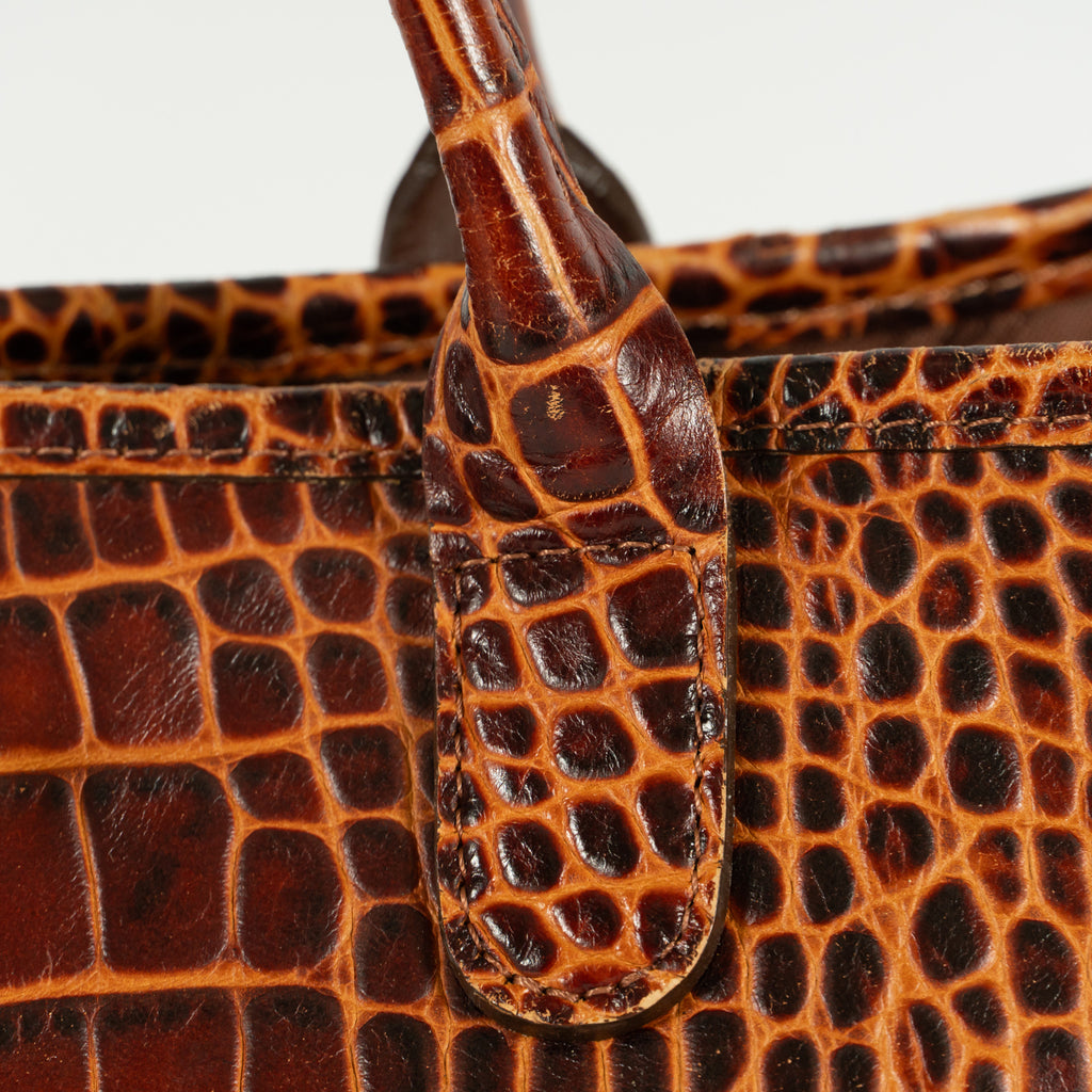 Longchamp leather Tote Bag Brown Shiny finish Medium Elegant 25306352632