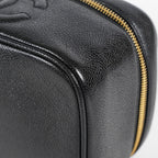 Chanel Caviar Skin CC Vanity Bag Black Leather Used Vintage 07E046490027