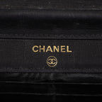Chanel Coco Mark Shoulder Chain Wallet Black Women's Enamel vintage 05E294730016