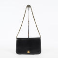 Chanel Calfskin Flap Chain Shoulder Bag 25cm Black Used Vintage CC 08E1011440006