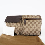 GUCCI GG Canvas Waist Belt Body Bag Beige Brown Vintage Used Womens 08E141870008
