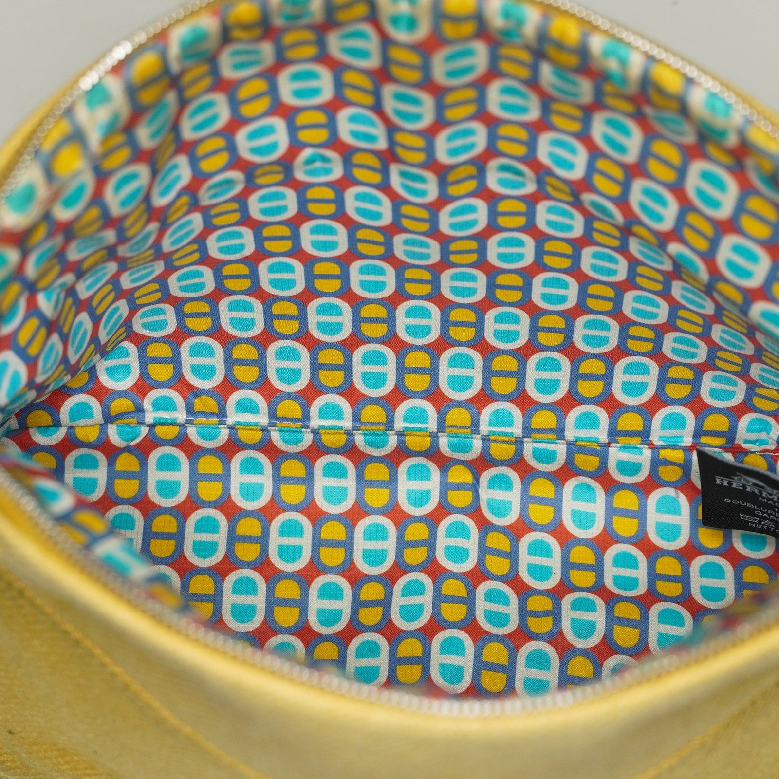 Hermes Bolide Pouch 20 Mini Yellow Cotton Canvas Cosmetic Pouch Used 07E24495009