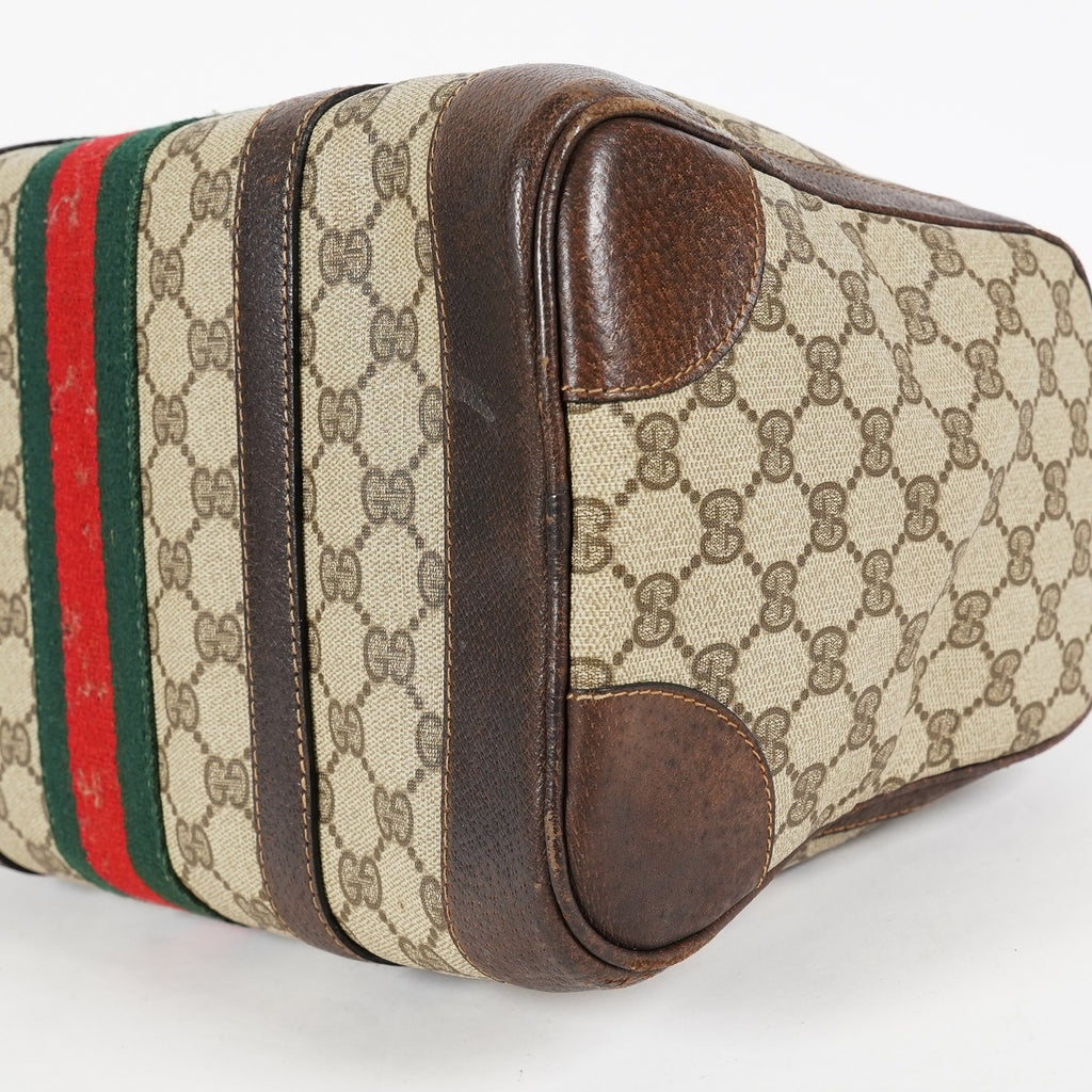 Gucci Vintage GG Supreme Sherry Line Mini Boston Bag Beige Leather 07E052640017
