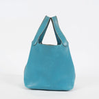 Hermes Picotin PM Hand Bag Blue Leather Silver Hardware Used 07E1018260027