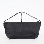 GUCCI GG Canvas Boat Pochette Shoulder Bag 22cm Black Vintage Used 08E172090010