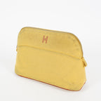 Hermes Bolide Pouch 20 Mini Yellow Cotton Canvas Cosmetic Pouch Used 07E24495009