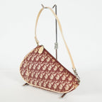 Christian Dior Saddle Bag Trotter Canvas Bordeaux Beige Silver HW 09E223121010