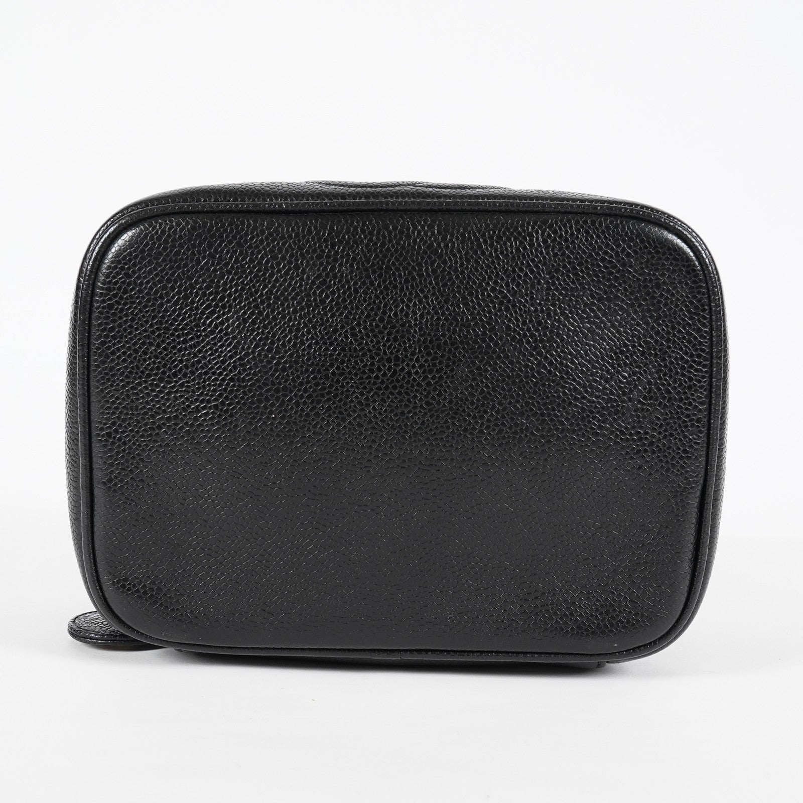 Chanel Caviar Skin CC Vanity Bag Black Leather Used Vintage 07E046490027