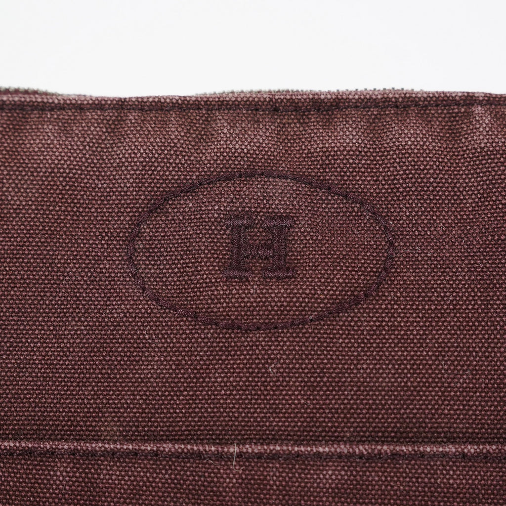 Hermes Bolide Pouch 25 MM Brown Cotton Canvas Cosmetic Pouch Used 07E25781009