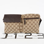 Gucci GG Canvas Waist Bag Belt Bag Beige Brown Leather Used Vintage 08A132516803