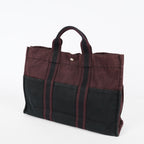 Hermes Fourre-Tout GM Bordeaux Black Canvas Tote Bag Handbag Used 08E06825008