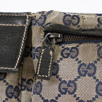 GUCCI GG Canvas Waist Belt Bag Beige Navy Sherry Web Vintage Used 08E162530010