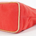 Hermes Bolide Pouch 27 Red Canvas Leather Trim Zip Cosmetic Bag Used 08E26825007