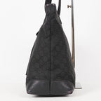 Gucci Black Nylon & Leather Tote Bag Purse With Zipper GG Monogram XY157