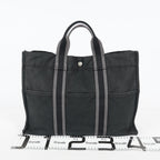 Hermes Fourre-Tout MM Black Canvas Used Tote Shoulder Bag 09M42736508