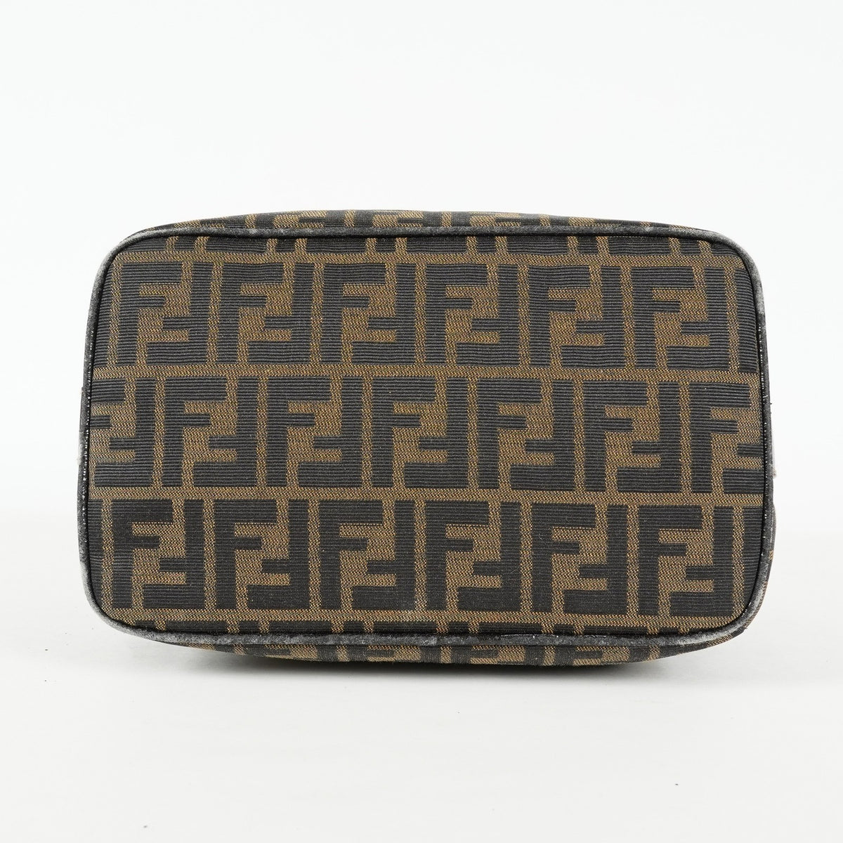Fendi Zucca Mini Vanity Bag 24cm Brown Canvas Leather Used Auth 09E173410010