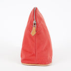 Hermes Bolide Pouch 27 Red Canvas Leather Trim Zip Cosmetic Bag Used 08E26825007