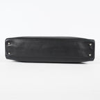 CHANEL CC Logo Tote Bag 40cm Black Leather Silver Hardware Used 07E1711440027