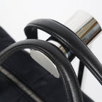 CHANEL Chocolate Bar Nylon Mini Boston Handbag Black Silver HW Used 07E314180008