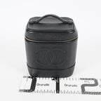 Chanel Caviar Skin Vanity Bag Top Handle 19cm Black Gold HW CC Used 08E066380006