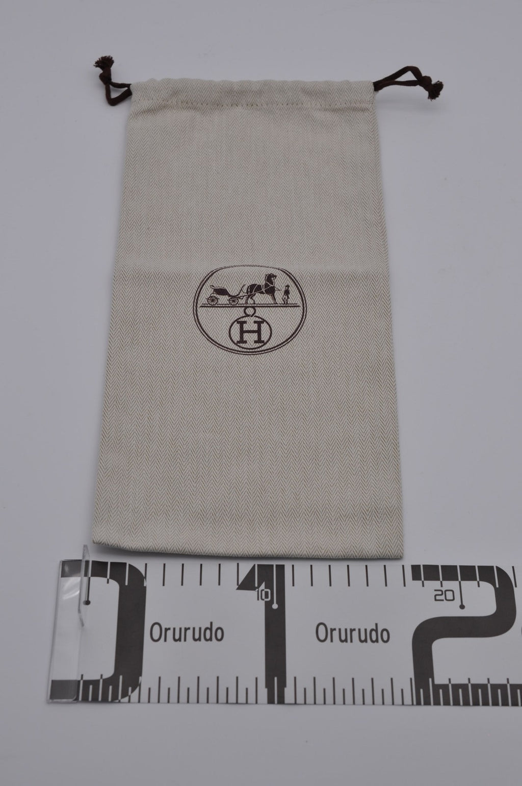 Hermes Dust Bag Storage Pouch Drawstring Beige Logo Authentic 19x37