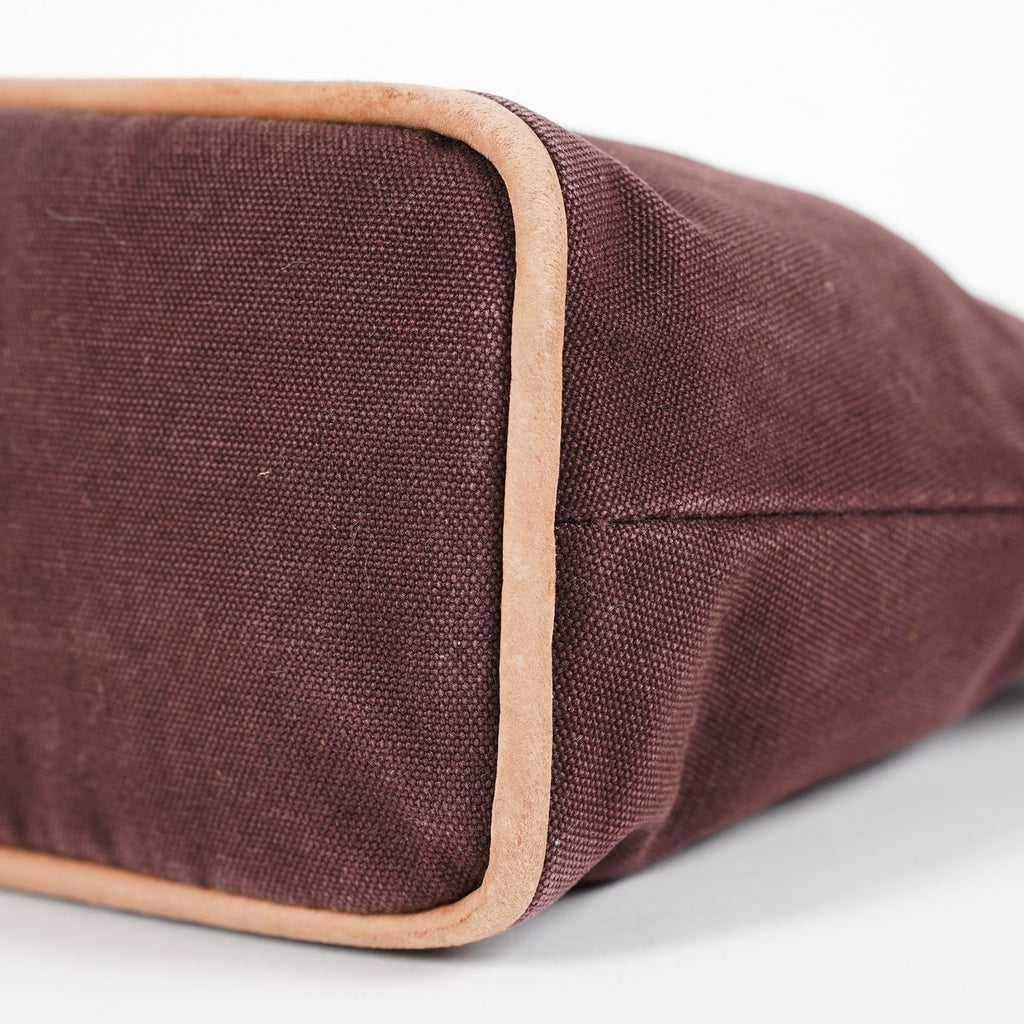 Hermes Bolide Pouch 25 MM Brown Cotton Canvas Cosmetic Pouch Used 07E25781009