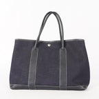 Authentic Hermes Garden Party MM Canvas Leather Tote Bag  02E056820003