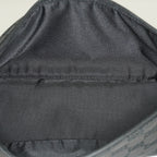 Gucci GG Canvas Boat Pochette 22cm Black Leather Trim Vintage Used 07E022310029