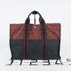 HERMÈS Paris Fourre Tout MM Black Red Cotton Canvas Tote Hand Bag 04A05825007