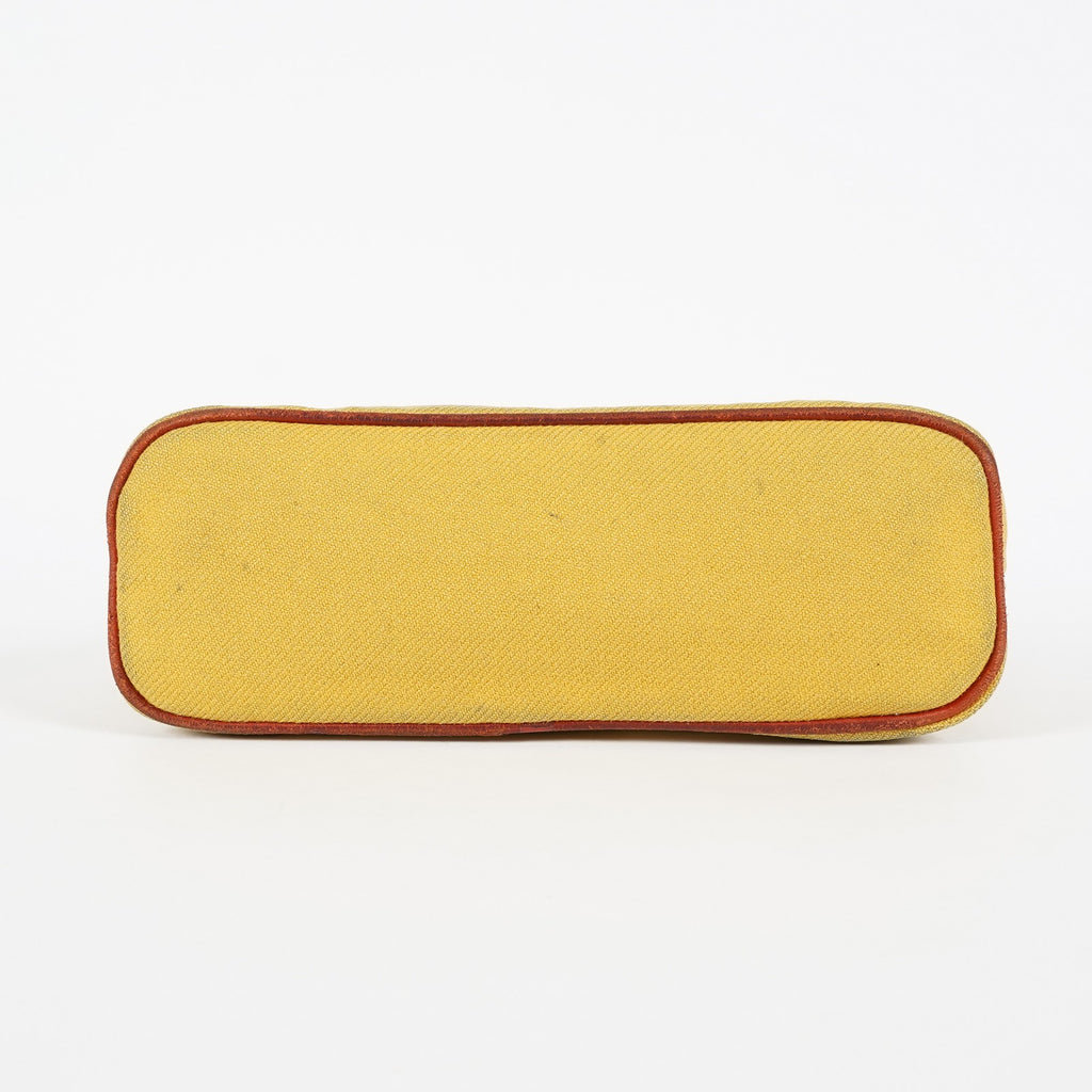Hermes Bolide Pouch 20 Mini Yellow Cotton Canvas Cosmetic Pouch Used 07E24495009