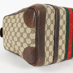 Gucci Vintage GG Supreme Sherry Line Mini Boston Bag Beige Leather 07E052640017