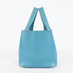 HERMES Picotin PM Blue Jean Clemence Leather Hand Tote Bag Used 07A1520592031